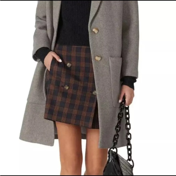 Madewell Double Breasted Plaid Mini Skirt Size XXL - Picture 3 of 11